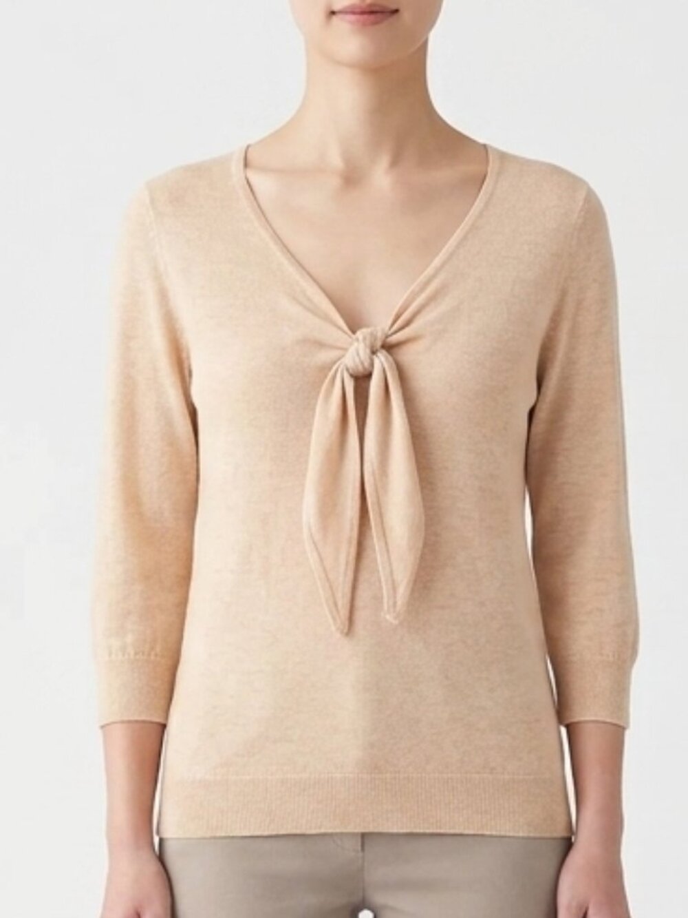 H&M Tie Detail Wool Blend 3/4 Sleeve Sweater- Sz. XS
